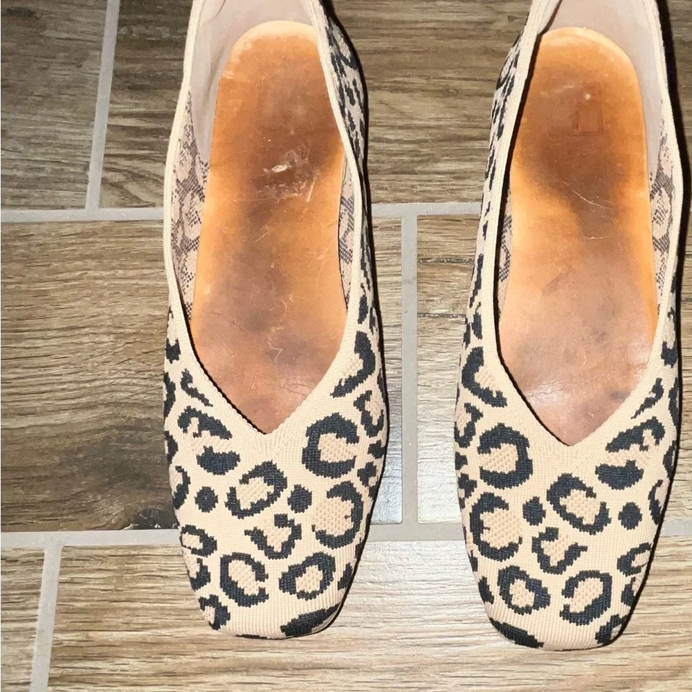 Vivaia Beige and Black Leopard Flats